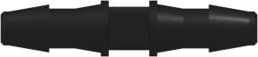 Straight Through Tube Fitting with 200 Series Barbs 1/8" (3.2 mm) ID Tubing Black Nylon