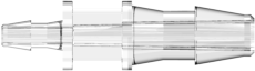 Straight Through Reduction Tube Fitting with 200 Series Barbs 1/8" (3.2 mm) and 1/16" (1.6 mm) ID Tubing Clear Polycarbonate