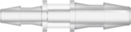 Straight Through Reduction Tube Fitting with 200 Series Barbs 1/8" (3.2 mm) and 3/32" (2.4 mm) ID Tubing Natural Kynar PVDF