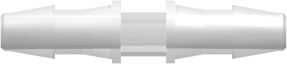 Straight Through Tube Fitting with 200 Series Barbs 1/8" (3.2 mm) ID Tubing Animal-Free Natural Polypropylene