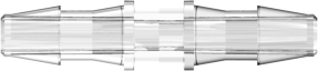 Straight Through Tube Fitting with 200 Series Barbs 1/8" (3.2 mm) ID Tubing Clear Polycarbonate
