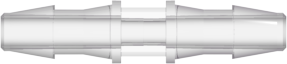 Straight Through Tube Fitting with 200 Series Barbs 1/8" (3.2 mm) ID Tubing Natural Kynar PVDF