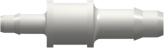 Straight Through Reduction Tube Fitting with 400 Series Barbs 3/32" (2.4 mm) and 1/16" (1.6 mm) ID Tubing White Nylon
