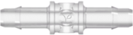Straight Through Tube Fitting with 400 Series Barbs 3/32" (2.4 mm) ID Tubing Natural Kynar PVDF