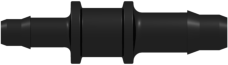 Straight Through Reduction Tube Fitting with 400 Series Barbs 1/8" (3.2 mm) and 3/32" (2.4 mm) ID Tubing Animal-Free Black Polypropylene