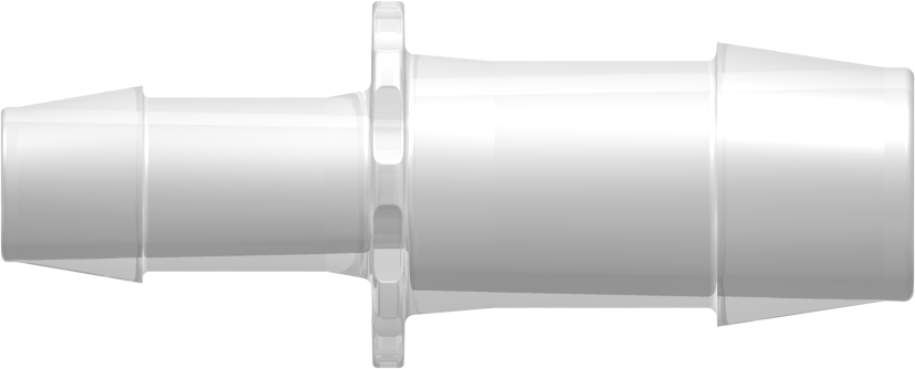 Straight Through Reduction Tube Fitting with 600 Series Barbs 3/4" (19 mm) and 1/2" (12.7 mm) ID Tubing Animal-free Natural Polypropylene