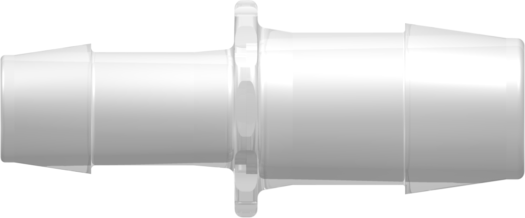 Straight Through Reduction Tube Fitting with 600 Series Barbs 1" (25.4 mm) and 3/4" (19.0 mm) ID Tubing Animal-free Natural Polypropylene