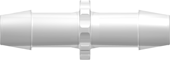 Straight Through Tube Fitting with 600 Series Barbs 3/8" (9.5 mm) ID Tubing Animal-Free Natural Polypropylene