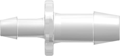 Straight Through Reduction Tube Fitting with 600 Series Barbs 3/8" (9.5 mm) and 1/4" (6.4 mm) ID Tubing Animal-free Natural Polypropylene