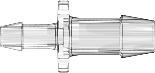Straight Through Reduction Tube Fitting with 600 Series Barbs 3/8" (9.5 mm) and 1/4" (6.4 mm) ID Tubing Clear Polycarbonate