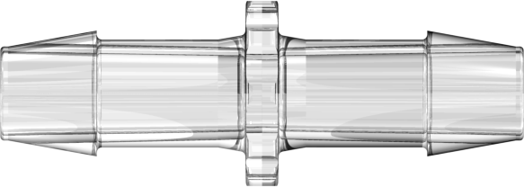 Straight Through Tube Fitting with 600 Series Barbs 3/8" (9.5 mm) ID Tubing Clear Polycarbonate