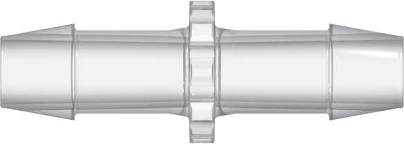 Straight Through Tube Fitting with 600 Series Barbs 3/8" (9.5 mm) ID Tubing Natural Kynar PVDF
