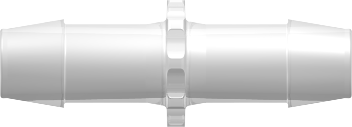 Straight Through Tube Fitting with 600 Series Barbs 1/2" (12.7 mm) ID Tubing Animal-Free Natural Polypropylene