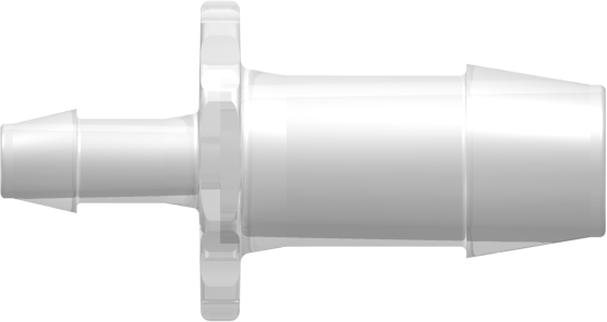 Straight Through Reduction Connector with 600 Series Barbs 1/2" (12.7 mm) and 1/4" (6.4 mm) ID Tubing Animal-free Natural Polypropylene