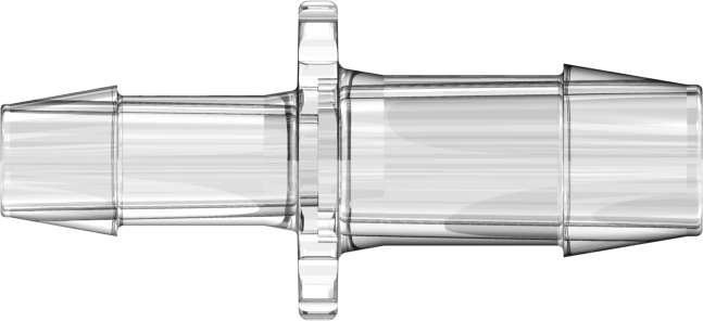 Straight Through Reduction Tube Fitting with 600 Series Barbs 1/2" (12.7 mm) and 3/8" (9.5 mm) ID Tubing Clear Polycarbonate