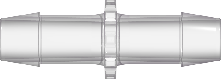 Straight Through Tube Fitting with 600 Series Barbs 1/2" (12.7 mm) ID Tubing Natural Kynar(R)  PVDF