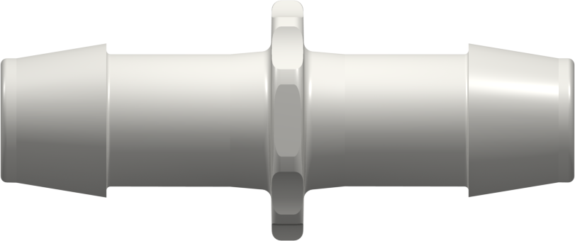 Straight Through Tube Fitting with 600 Series Barbs 5/8" (16.0 mm) ID Tubing Natural Nylon