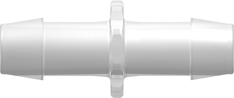 Straight Through Tube Fitting with 600 Series Barbs 5/8" (16.0 mm) ID Tubing Animal-Free Natural Polypropylene