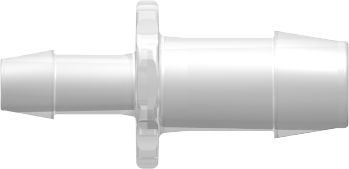 Straight Through Reduction Tube Fitting with 600 Series Barbs 5/8" (16.0 mm) and 3/8" (9.5 mm) ID Tubing Animal-Free Natural Polypropylene