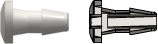 Press-In Plug with 200 Series Barb 1/16" (1.6 mm) ID Tubing White Nylon