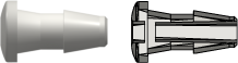 Press-In Plug with 200 Series Barb 3/32" (2.4 mm) ID Tubing White Nylon