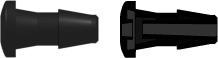 Press-In Plug with 200 Series Barb 3/32" (2.4 mm) ID Tubing Black Nylon
