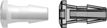 Press-In Plug with 200 Series Barb 3/32" (2.4 mm) ID Tubing Animal-Free Natural Polypropylene