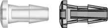 Press-In Plug with 200 Series Barb 3/32" (2.4 mm) ID Tubing Natural Kynar PVDF