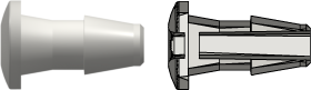 Press-In Plug with 200 Series Barb 1/8" (3.2 mm) ID Tubing White Nylon