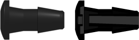 Press-In Plug with 200 Series Barb 1/8" (3.2 mm) ID Tubing Animal-Free Black Polypropylene