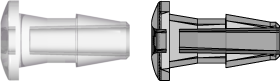 Press-In-Plug with 200 Series Barb 1/8" (3.2 mm) ID Tubing Natural Kynar PVDF