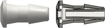 Press-In Plug with 200 Series Barb 5/32" (4.0 mm) ID Tubing White Nylon