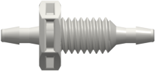 Panel Mount Connector 10-32 UNF to 200 Series Barbs 1/16" (1.6 mm) ID Tubing White Nylon