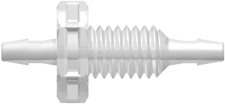 Panel Mount Connector 10-32 UNF to 200 Series Barbs 1/16" (1.6 mm) ID Tubing Animal-Free Natural Polypropylene