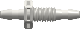 Panel Mount Connector 10-32 UNF to 200 Series Barbs 3/32" (2.4 mm) ID Tubing White Nylon