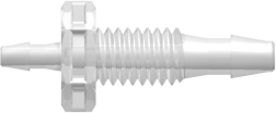 Panel Mount Reduction Connector 10-32 UNF to 200 Series Barbs 3/32" (2.4 mm) and 1/16" (1.6 mm) ID Tubing Animal-Free Natural Polypropylene