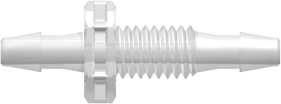 Panel Mount Connector 10-32 UNF to 200 Series Barbs 3/32" (2.4 mm) ID Tubing Animal-Free Natural Polypropylene