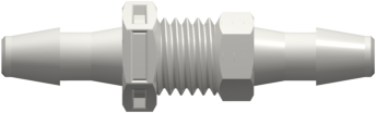Panel Mount Connector 1/4-28 UNF to 200 Series Barbs 1/8" (3.2 mm) ID Tubing White Nylon