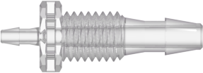 Panel Mount Reduction Connector 1/4-28 UNF to 200 Series Barbs 1/8" (3.2 mm) & 1/16" (1.6 mm) ID Tubing Natural Kynar PVDF