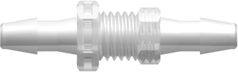 Panel Mount Connector 1/4-28 UNF to 200 Series Barbs 1/8" (3.2 mm) ID Tubing Animal-Free Natural Polypropylene