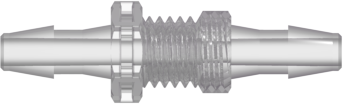 Panel Mount Connector 1/4-28 UNF to 200 Series Barbs 1/8" (3.2 mm) ID Tubing Natural Kynar PVDF