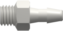 1/4-28 UNF Thread with 5/16" Hex to 200 Series Barb 1/8" (3.2 mm) ID Tubing White Nylon