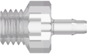 1/4-28 UNF Thread with 5/16" Hex to 400 Series Barb 3/32" (2.4 mm) ID Tubing Natural Kynar PVDF