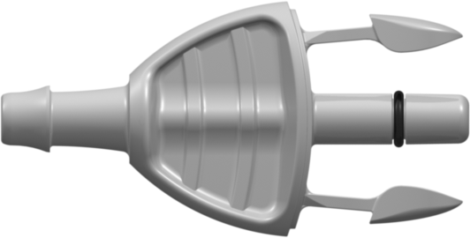 Side Latch Quick Connect Male 500 Series Barb 3/16" (4.8 mm) ID Tubing Grey Nylon Buna-N O-Ring