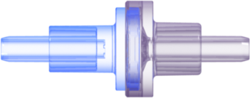 Check Valve Autoclavable Socket for .122" (3.1 mm) ID x .165" (4.2 mm) OD Tubing x 2 Cracking Pressure <= .087 psig Flow Rate >= 150 ml/min Blue and Clear Polycarbonate w/Silicone Diaphragm