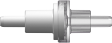Check Valve Socket for .118" (3.0 mm) ID x .161" (4.1 mm) OD Tubing x 2 Cracking Pressure <= .174 psig Flow Rate >= 90 ml/min Clear and White MABS w/Silicone Diaphragm
