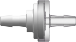 Check Valve 200 Series Barbs 3/32" (2.4 mm) ID Tubing x 3/32" (2.4 mm) ID Tubing Cracking Pressure <= .087 psig Flow Rate >= 150 ml/min White and Clear MABS w/Silicone Diaphragm