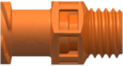 Female Luer Thread Style with 5/16" Hex to 1/4-28 UNF Thread Orange Nylon