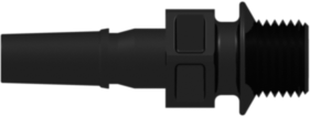 Male Luer with 5/16" Hex to 1/4-28 UNF Thread (May be used with separate rotating lock ring; FSLLR) Black Nylon