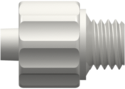 Male Luer Integral Lock Ring to 1/4-28 UNF Thread White Nylon